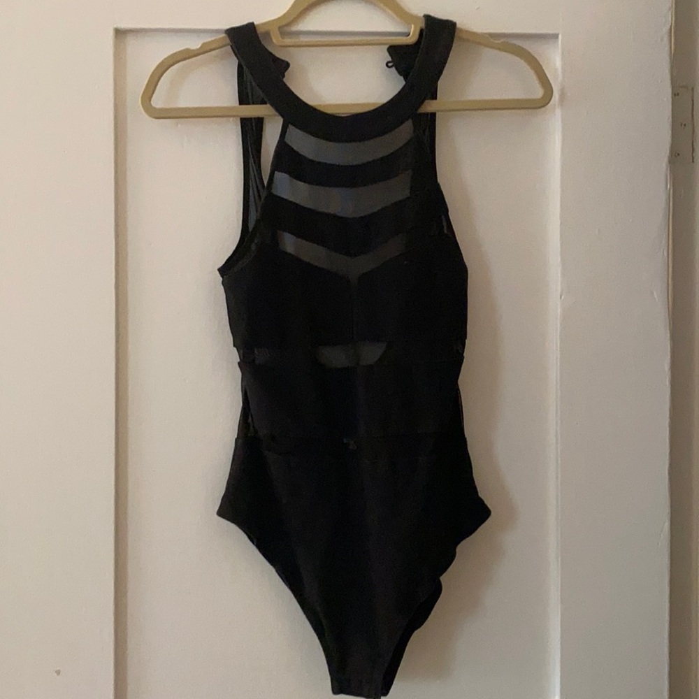Urban outfitters black mesh romper